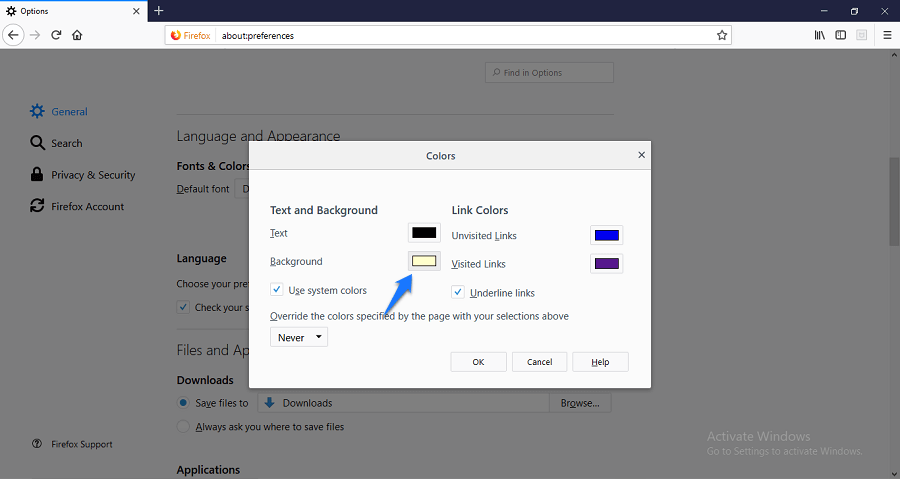 How to change firefox background colors